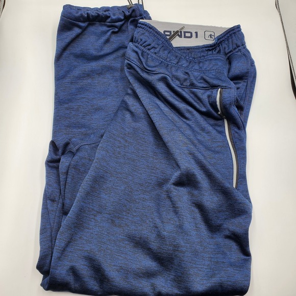 And1 Other - AND1 Mens Blue‎ Space Dye Performance Joggers XL Fleece Line Bungee Hem flaw